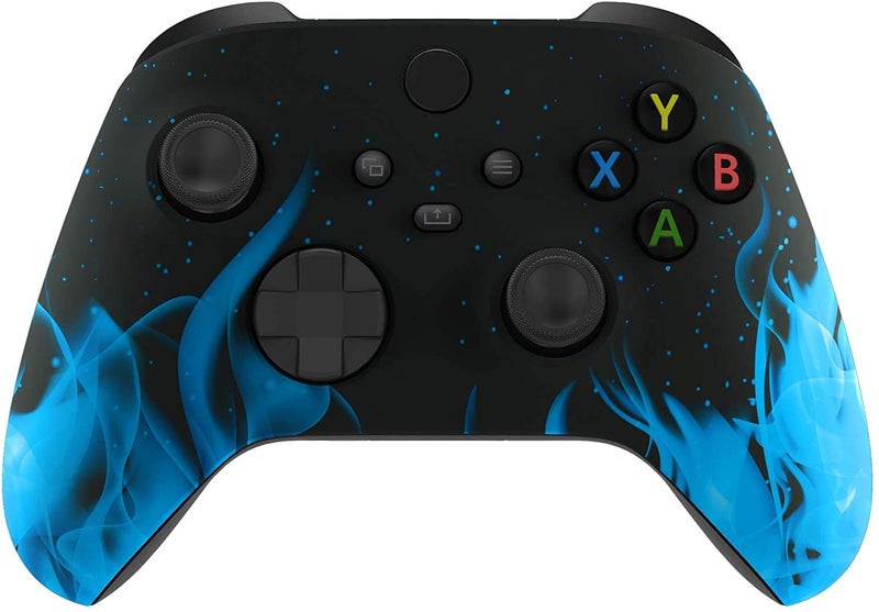 Custom Controllerzz Wireless Controller for Microsoft Xbox Series X/S & Xbox One - Custom Soft Touch Feel - Custom Xbox Series X/S Controller (X/S Blue Flame) - Image 1