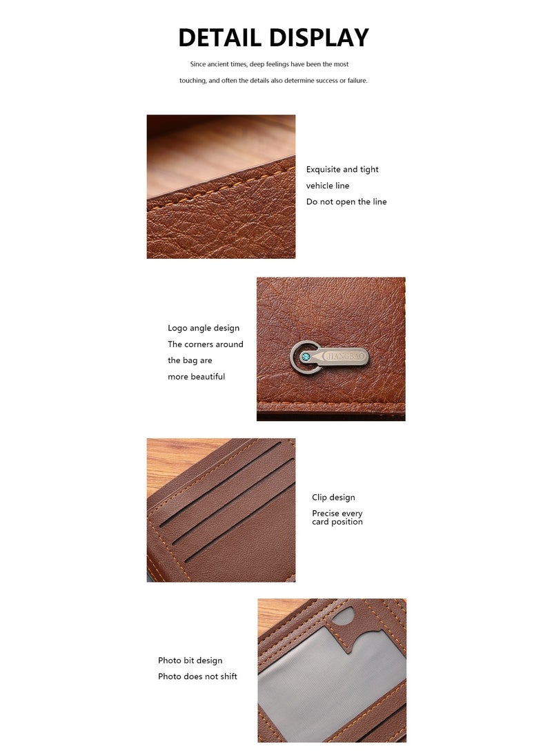 جيانغ بي أو محفظة جلدية قصيرة للرجال الأكثر مبيعا - محفظة ثنائية الطي للأعمال وغير رسمية مع فتحات للبطاقات ، محفظة مشبك نقود جلدية رفيعة للبيع بالجملة والمخزون جاهز - Image 4