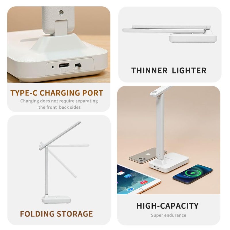 One94Store Rechargeable LED Desk Lamp – Foldable Study Lamp with 1200mAh Battery, USB Charging, Touch Function, Eye Protection & 3-Level Brightness for Reading, Office & Home Use - Image 5