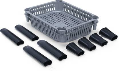 PULSBERY MultiPurpose Plastic Vegetable Storage Trolley Basket Shelves Movable Stand Vegetable Organizer Rack SpaceSaving Solution for Home Office and Kitchen Corner Rack 2 Layer Grey - Image 5