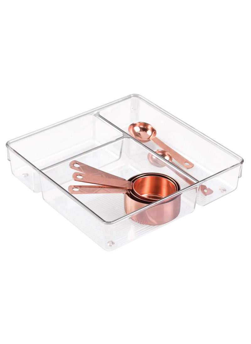 InterDesign InterDesign Linus Kitchen Drawer Organizer for Silverware Spatulas Gadgets  9 x 9 x 2 Clear 