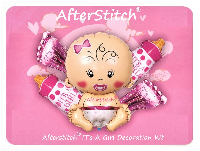 AFTERSTITCH Set of 5 Baby Shower Girl Welcome Home Decoration Combo Items Kit Its A Girl Decoration Items Set Of Reusable Foil Balloons Props Party Celebration (Pack of 5 it's a Girl (Combo Design 1)) - Image 1