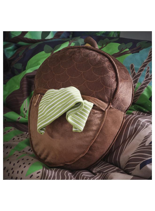 erorex Cushion with pocket, acorn shaped/brown, 32x37 cm - Image 5