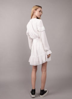 American Eagle AE Long-Sleeve Button-Up Ruffle Mini Dress  - Image 4
