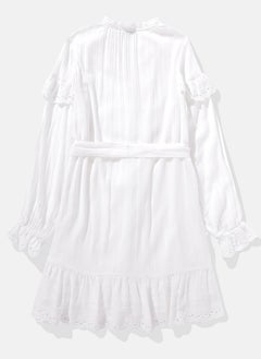 American Eagle AE Long-Sleeve Button-Up Ruffle Mini Dress  - Image 2