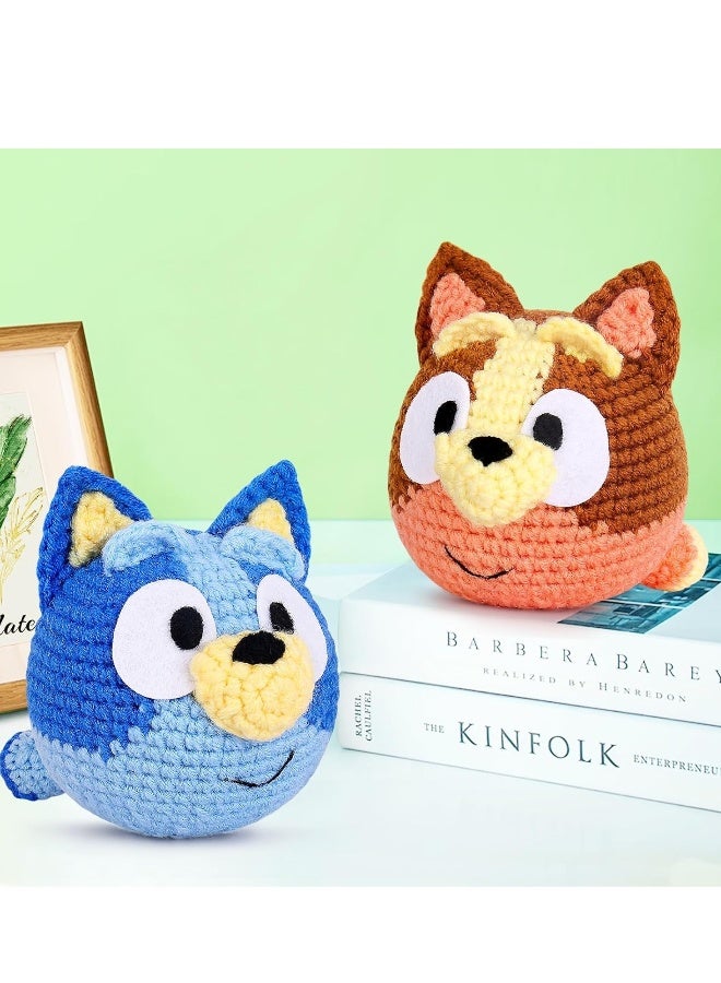 مجموعة كروشيه للمبتدئين، للمبتدئين البالغين مع دروس فيديو خطوة بخطوة، مجموعات حيوانات اصنعها بنفسك لوازم الحياكة للأطفال، عبوتان من كلب الماشية (40%+ خيوط) - Image 4