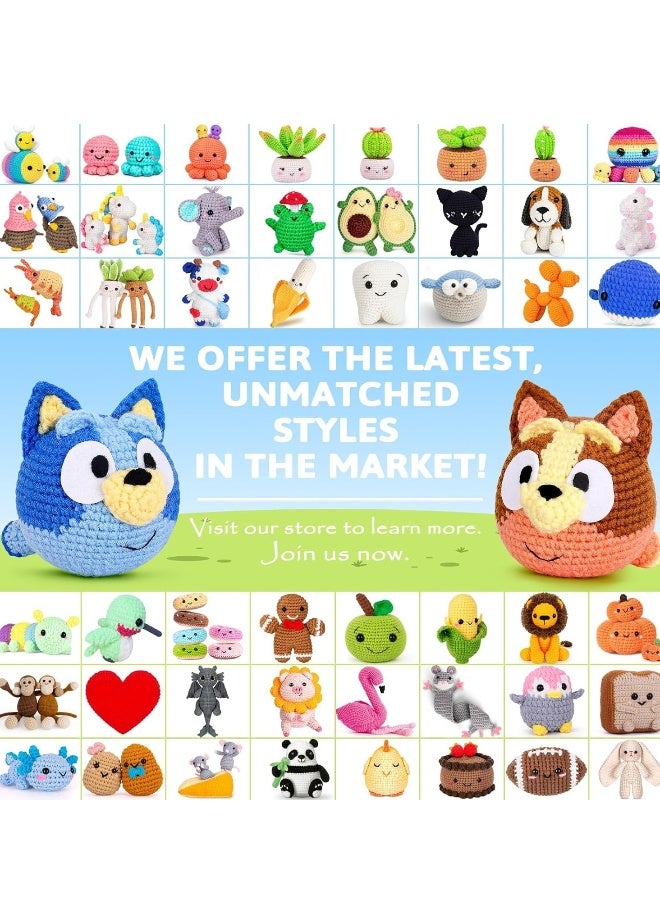 مجموعة كروشيه للمبتدئين، للمبتدئين البالغين مع دروس فيديو خطوة بخطوة، مجموعات حيوانات اصنعها بنفسك لوازم الحياكة للأطفال، عبوتان من كلب الماشية (40%+ خيوط) - Image 5