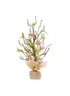 Generic Easter Eggs Table Tree with Burlap Base Decorative Table Tree Decor for Spring Easter Party Supplies Props,18”H, for Easter Great Festival Home Decor for Easter Party  - Image 1