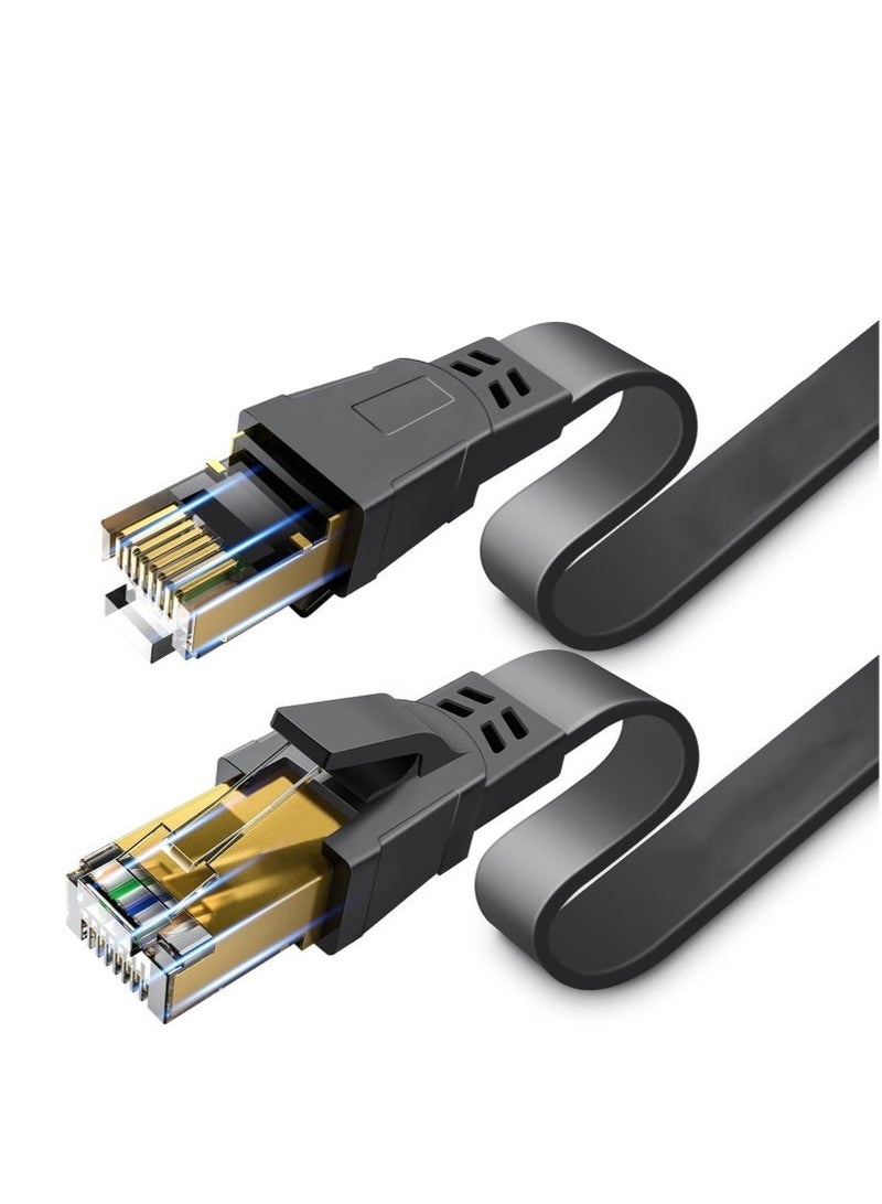 KENSUO Cat8 Ethernet Cable, 30 Meters 40GBPS 2000Mhz Flat LAN Network Cable, High Speed Shielded Internet Network Patch Cord with Gold Plated RJ45 Connector for Modem, Router, Switch, PS5/PS4/PS3, Xbox - Image 1