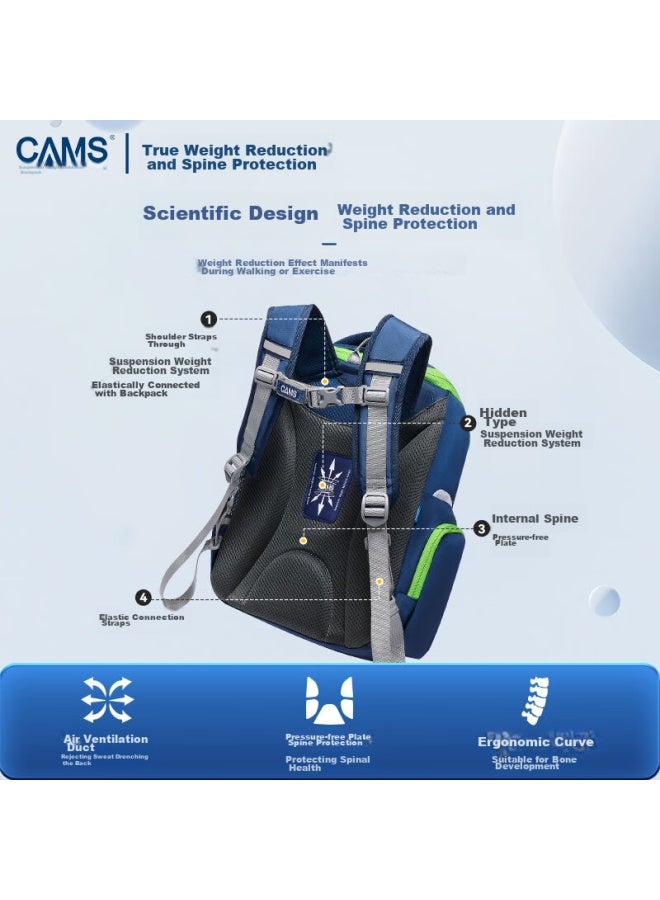 Cams Suspended Weight-reducing Spine-protecting Backpack For Grades 1-4, Ultra-lightweight, Nebula Blue, S03905s - Image 4