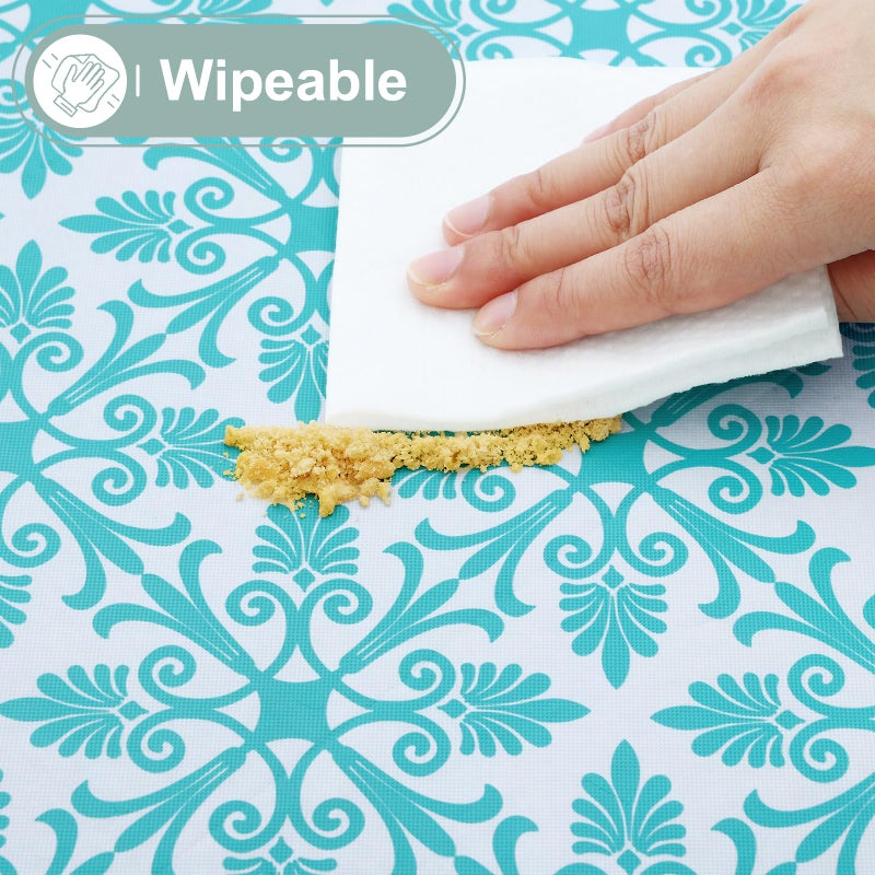 Misaya Rectangle Vinyl Table Table Cloth مرنة الفانيلا المائدة المدعومة المدعومة 100 ٪ غطاء طاولة بلاستيكية مقاوم للماء يناسب 8 أقدام طاولات قابلة للطي للتخييم في الهواء الطلق (Teal 30 "" × 96 "") - Image 4