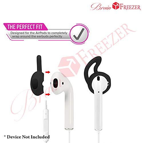 Brain Freezer Compatible with OnePlus Buds | Silicone Earbuds Eartips Earhooks Grip Case Cover | No Ear Pain, Secure Fit | Does Not Fit in Charging Case (1Pair | Black) - Image 4