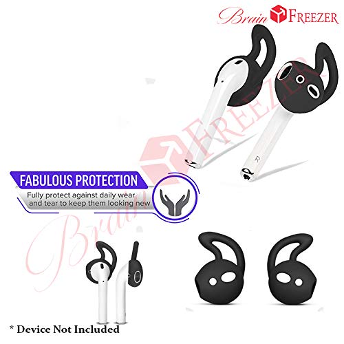 Brain Freezer Compatible with OnePlus Buds | Silicone Earbuds Eartips Earhooks Grip Case Cover | No Ear Pain, Secure Fit | Does Not Fit in Charging Case (1Pair | Black) - Image 2