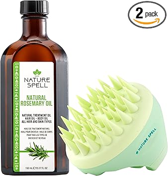 Nature Spell زيت إكليل الجبل من ناتشر سبيل للشعر والبشرة 150 مل مع جهاز تدليك لفروة الرأس زيت إكليل الجبل لنمو الشعر جهاز تدليك لفروة الرأس لنمو الشعر صنع في المملكة المتحدة - Image 1