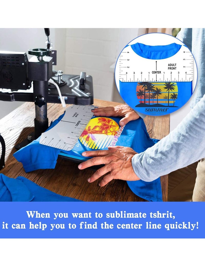 SOLARAE White T Shirt Ruler Guide Set for Heat Transfer Vinyl Tshirt Alignment Center Designs Round and V Neck Front and Back Meet Your Needs 3 Size Suitable for All Ages 8 Pack - Image 4