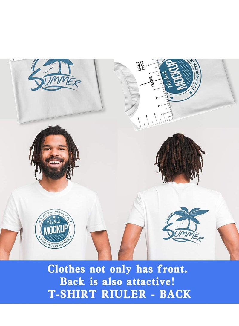 SOLARAE White T Shirt Ruler Guide Set for Heat Transfer Vinyl Tshirt Alignment Center Designs Round and V Neck Front and Back Meet Your Needs 3 Size Suitable for All Ages 8 Pack - Image 3