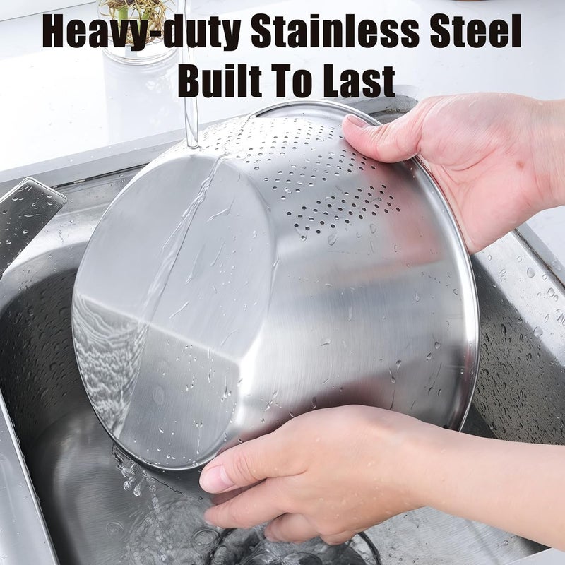 DOPMEP Rice Washer Strainer Bowl, Stainless Steel Quinoa Washing Bowl With Side Drainers Colander for Cleaning Rinsing Fruits, Vegetables, and Beans - Versatile Kitchen Tool - Image 5