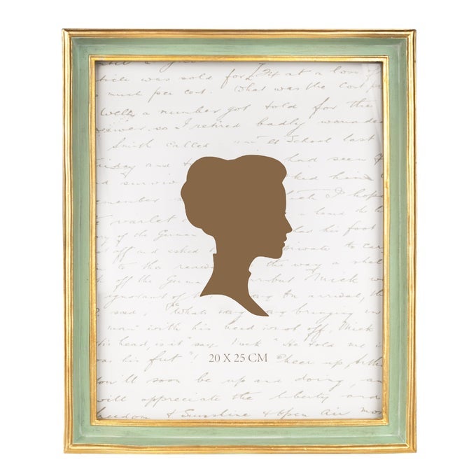 8X10 INCH VINTAGE PICTURE FRAME ELEGANT ANTIQUE PHOTO FRAMES WITH GLASS FRONT PHOTO DISPLAY TABLETOP WALL HANGING GIFT IDEAS SAGE GREEN WITH GOLD TRIM