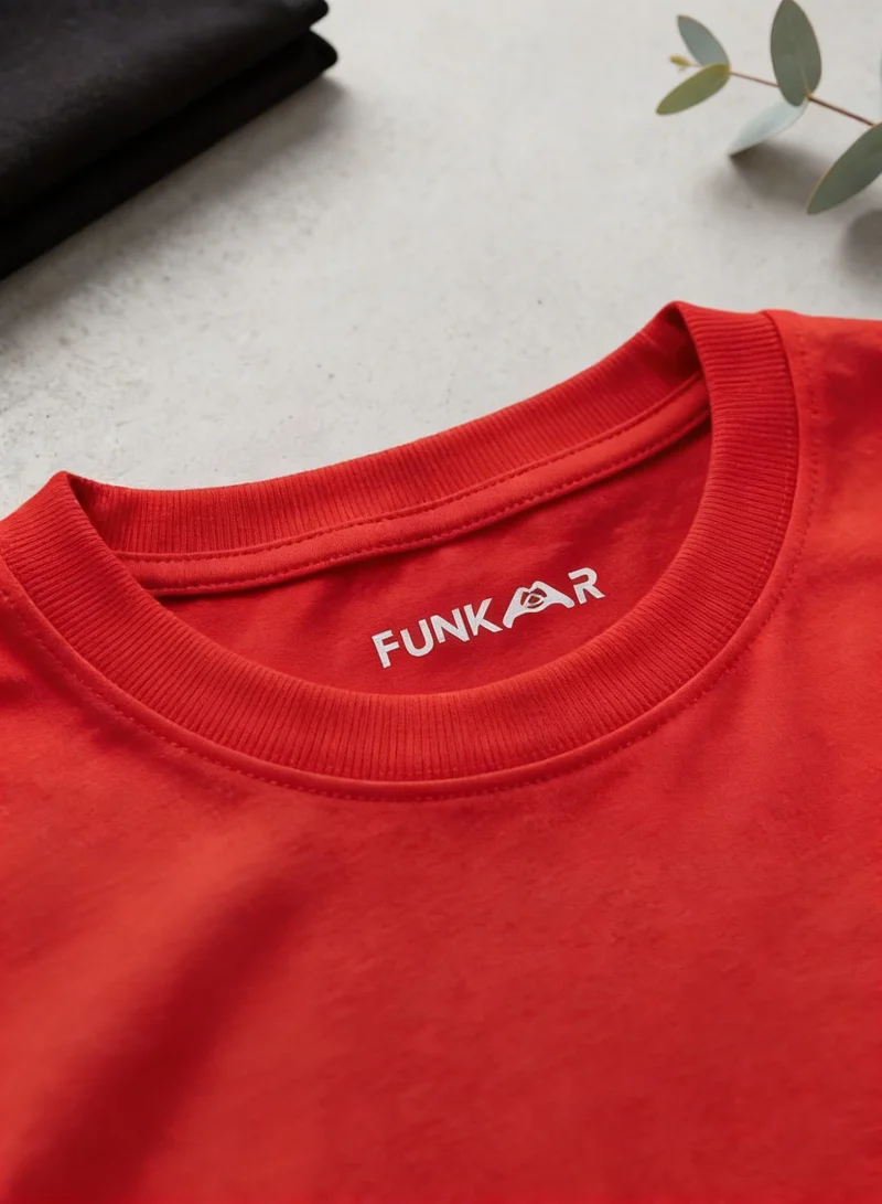 Funkaar red Funkaar Unisex Dino Eatem Graphic Print Tshirt  | Best Price UAE