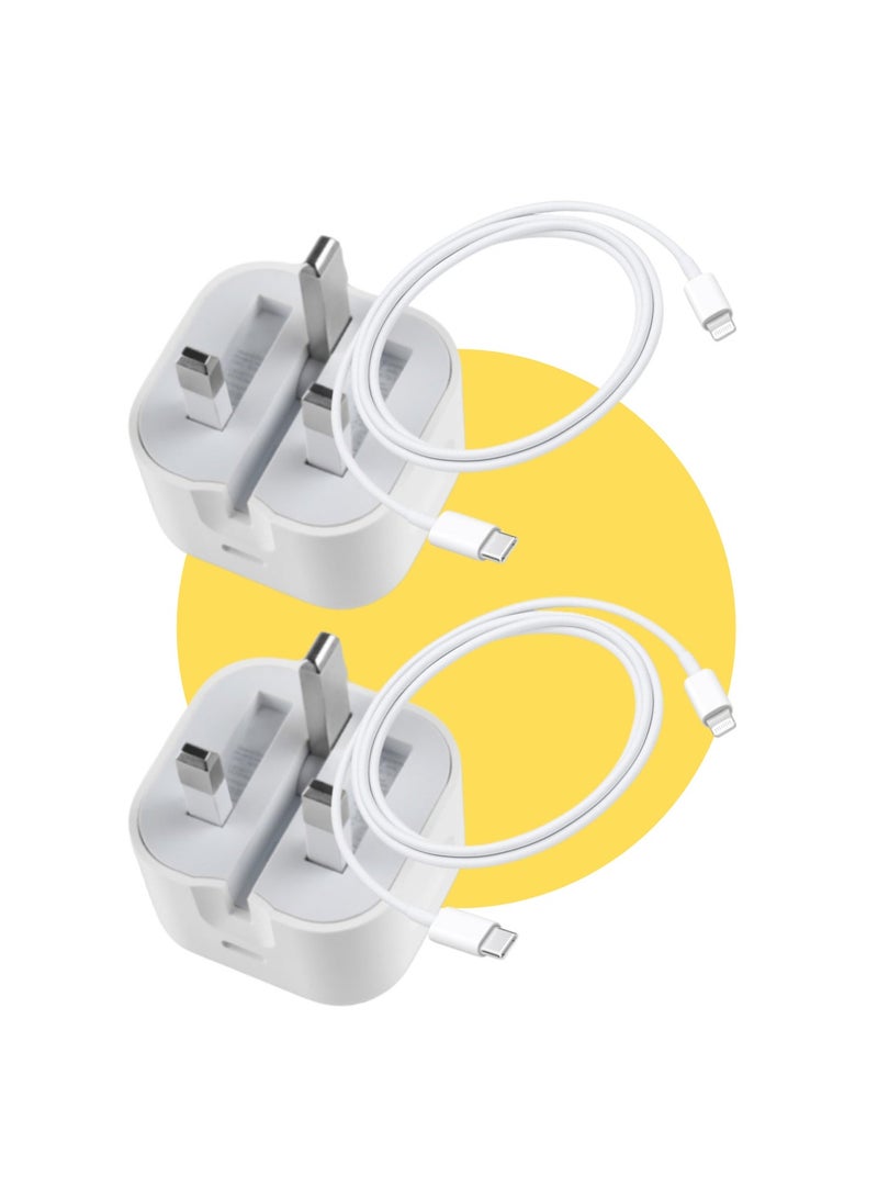 فيدا 4-حزمة المنتج - 2 20W شاحن iPhone سريع + 2 USB C إلى محولات كابل البرق - Image 1