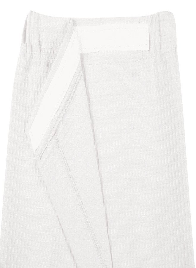 sunshinemall Women's Lightweight Bath Shower Wrap Waffle Spa Robes Bathrobe Quick Dry Cover Up with Adjustable Closure, White, Small/Medium - Image 4