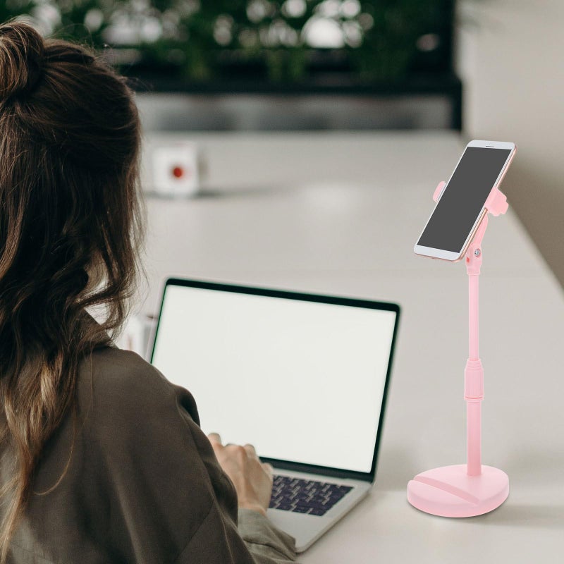 Pink Portable Adjustable Telescopic Phone Stand Holder for Desktop Office Travel - Image 5