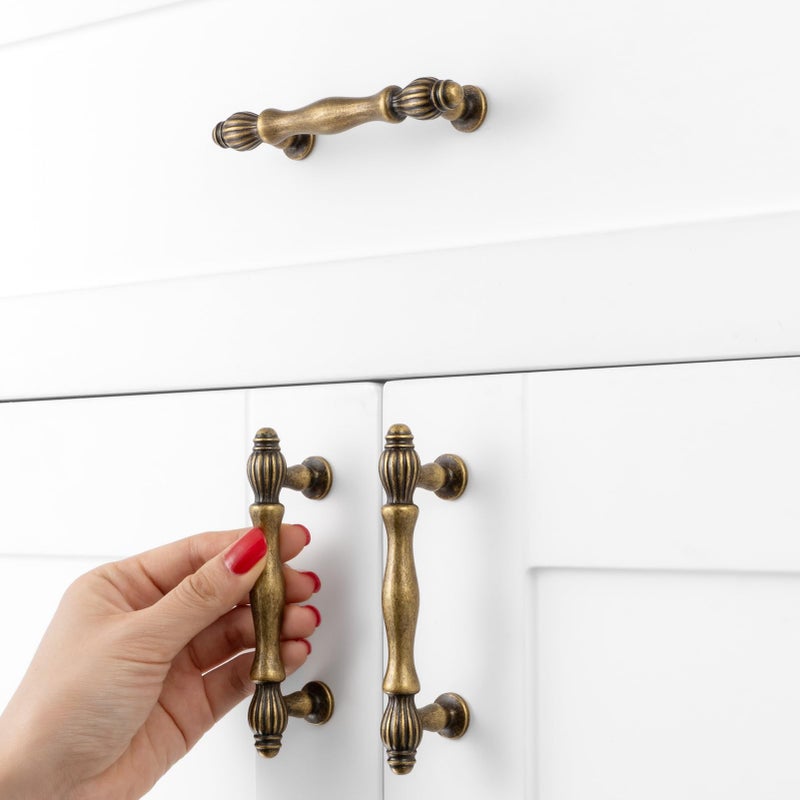 BEROSSA 10 Pack 3 Inch Antique Brass Cabinet Pulls Vintage Brass Cabinet Handles Brass Hardware for Kitchen Cabinets 2510 Drawer Dresser Cupboard Bedroom Bathroom - Image 4
