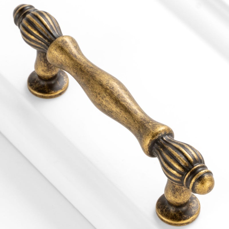 BEROSSA 10 Pack 3 Inch Antique Brass Cabinet Pulls Vintage Brass Cabinet Handles Brass Hardware for Kitchen Cabinets 2510 Drawer Dresser Cupboard Bedroom Bathroom - Image 1