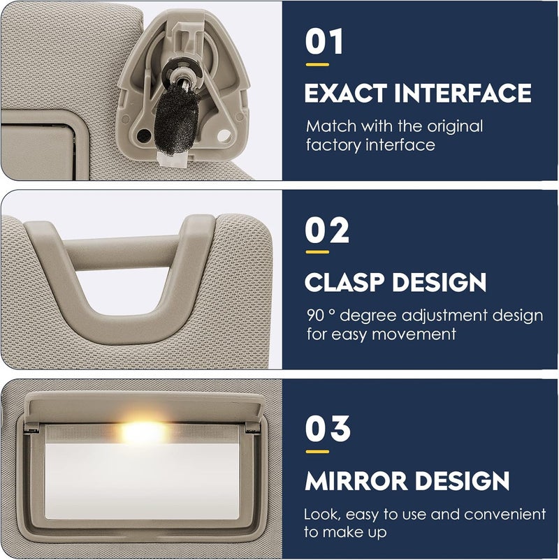 PetMigo Right Passenger Side Sun Visor with Light for Nissan Altima - Image 2