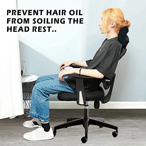 HOTKEI 3 Piece Black Office Chair Cover with Headrest Cover 200GSM Fabric Stretchable Stain Proof Office Computer Desk Executive Rotating Seat Covers Slipcover Protector for Office Chair - Image 5