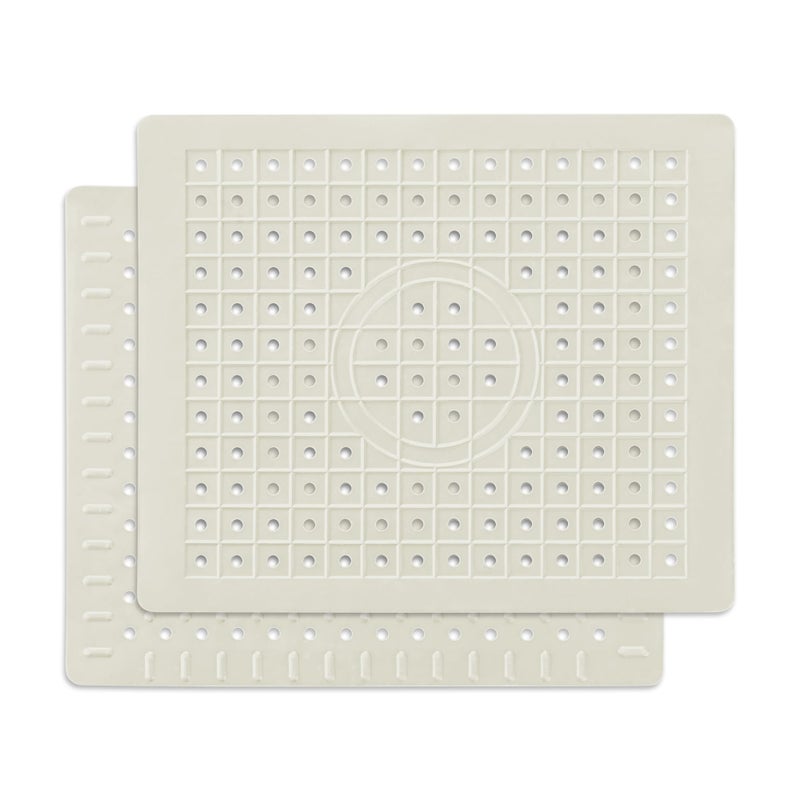 WILLKOMMEN Kitchen Sink Mat, 12" x 10" Dish Drying Mat, Sink Protector Mats for Bottom of Kitchen Sink, Fast Draining Sink Mats Grid, 2 Pack Cream White - Image 1