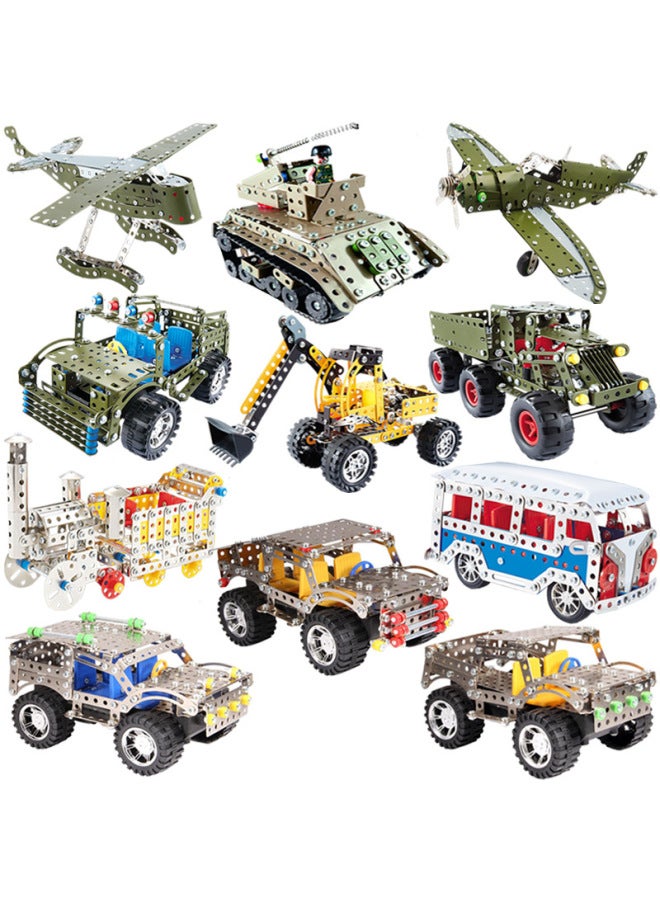 Loquat 42 Luxury Metal Assembled Suit Screw Nut Disassembly Combination Toy DIY Assembled Building Blocks Mechanical Model-Color:4 Large Size Packages (3111-3114) - Image 3