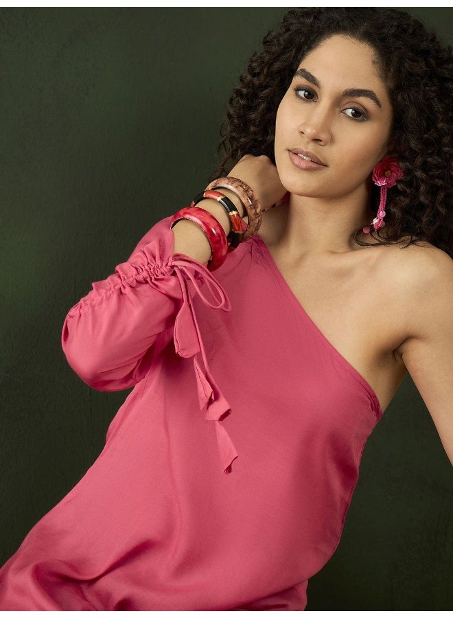 AKS Tribal Printed One-Shoulder Fusion Kurta with Palazzos  - Image 2