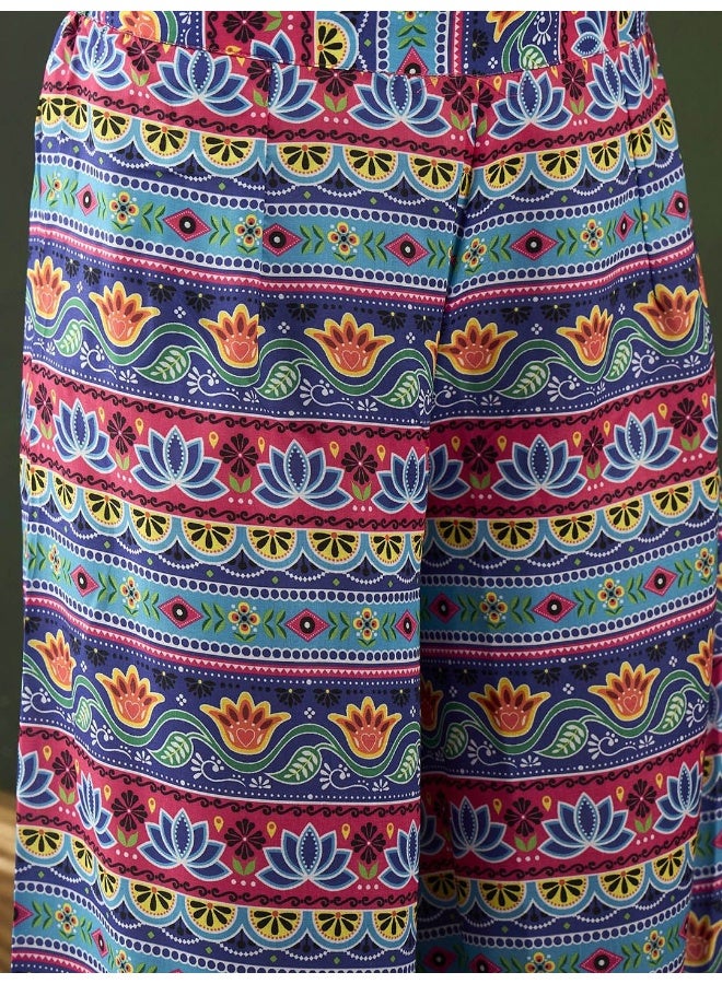 AKS Tribal Printed One-Shoulder Fusion Kurta with Palazzos  - Image 3