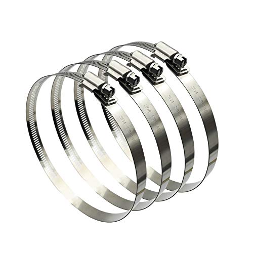 EesTeck 4Pcs 6" Adjustable 304 Stainless Steel Duct Clamps Hose Clamp Pipe Clamp Air Ducting Clamp worm drive hose clamps（141mm-165mm） - Image 1