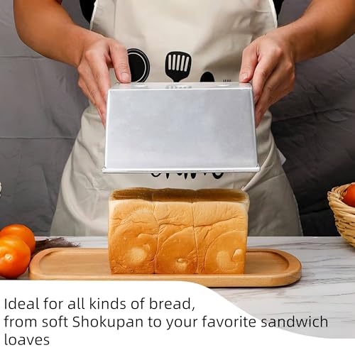 FAQQI Shokupan Bread Pan 1.5 Loaf - Japanese Bread Pan, Pullman Bread Pan with Lid, Iron Aluminum Plated for Commercial Use, Durable Silver Mold - Image 2