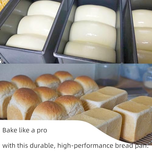 FAQQI Shokupan Bread Pan 1.5 Loaf - Japanese Bread Pan, Pullman Bread Pan with Lid, Iron Aluminum Plated for Commercial Use, Durable Silver Mold - Image 3