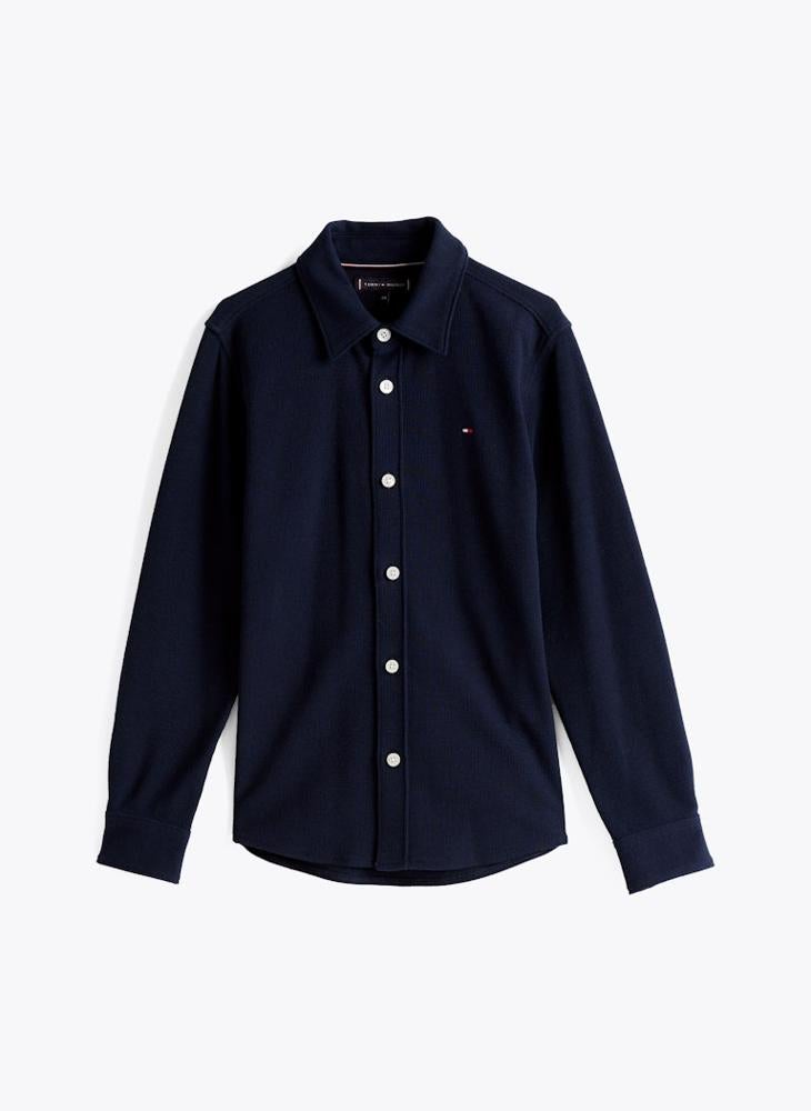 TOMMY HILFIGER Youth Micro Waffle Long Sleeve Regular Shirt  - Image 4