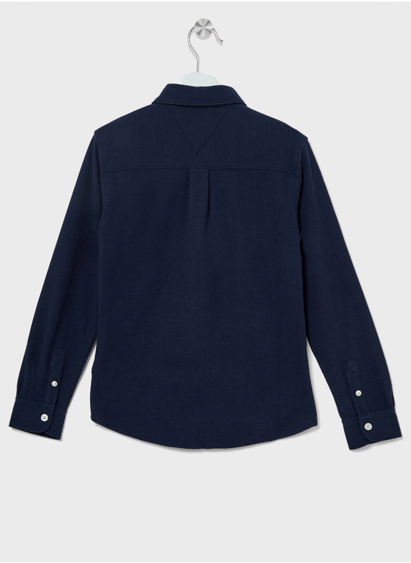 TOMMY HILFIGER Youth Micro Waffle Long Sleeve Regular Shirt  - Image 2