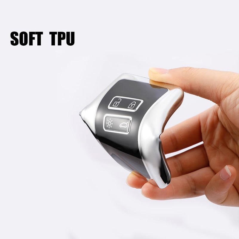 غطاء المفتاح الذكي الفضي 4 أزرار قشرة من TPU متوافق مع عدة موديلات سيارات - Image 4