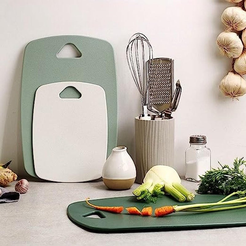 DORMICO Cutting Board Set of 3 Plastic Chopping Board for Kids Kitchen Cutting Boards with Triangle Hook Small to Large Householde Fruit Cutting BoardGreen - Image 3