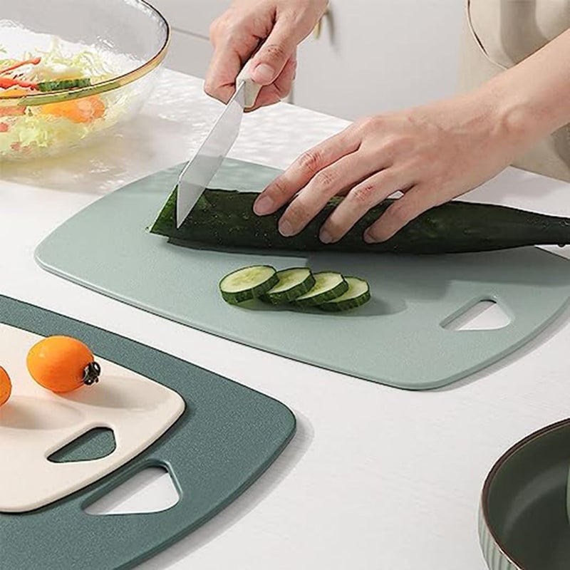 DORMICO Cutting Board Set of 3 Plastic Chopping Board for Kids Kitchen Cutting Boards with Triangle Hook Small to Large Householde Fruit Cutting BoardGreen - Image 5