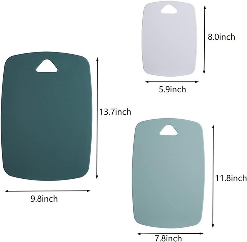 DORMICO Cutting Board Set of 3 Plastic Chopping Board for Kids Kitchen Cutting Boards with Triangle Hook Small to Large Householde Fruit Cutting BoardGreen - Image 2
