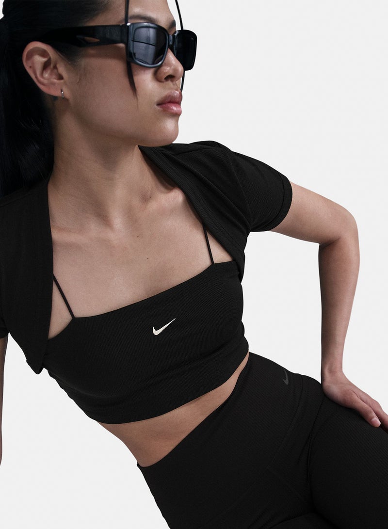 Nike Women’s Nike Sportswear Chill Knit Mock-Neck Ribbed 2-in-1 Cropped Top - Image 5