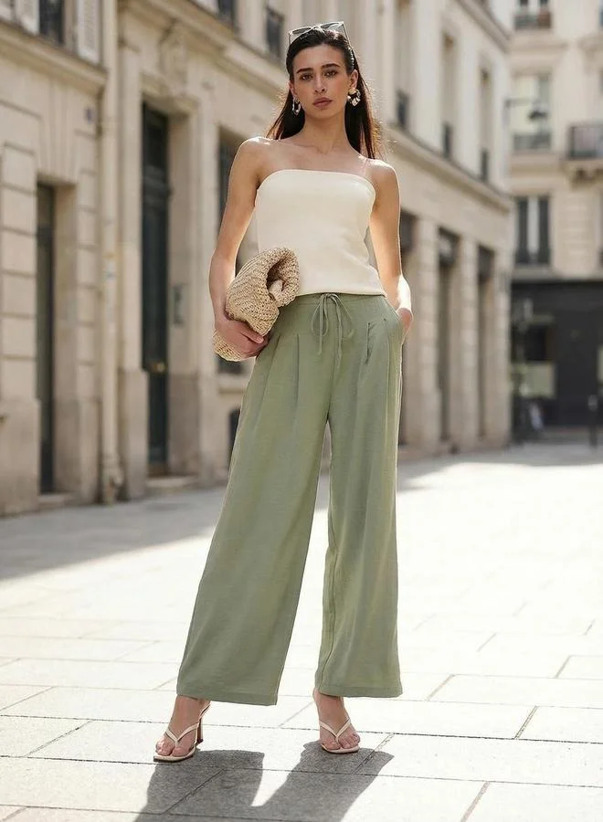 Dennis Lingo Light Olive Solid Relaxed Fit Trousers