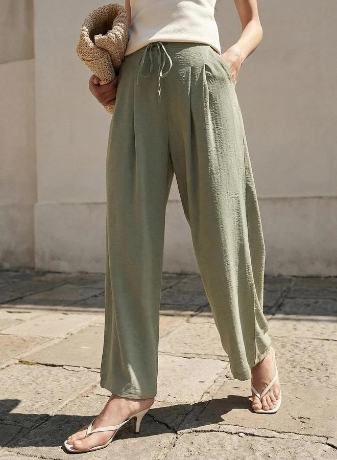 Dennis Lingo Light Olive Solid Relaxed Fit Trousers