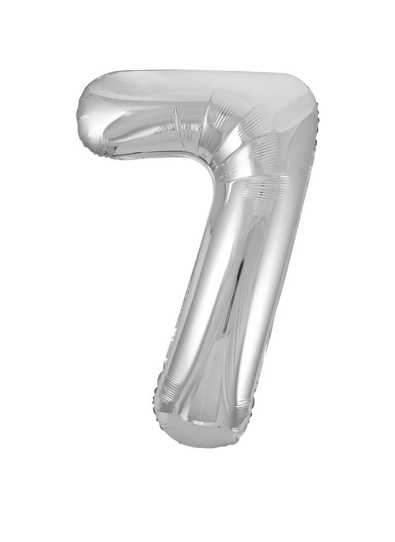 Unique 34" Silver Foil Number 7 Balloon - Image 1