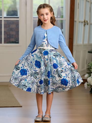 Bonny Billy Girls Classy Vintage Sleeveless Twirling Formal Dress for Occasions Size 10 Blue - Image 3