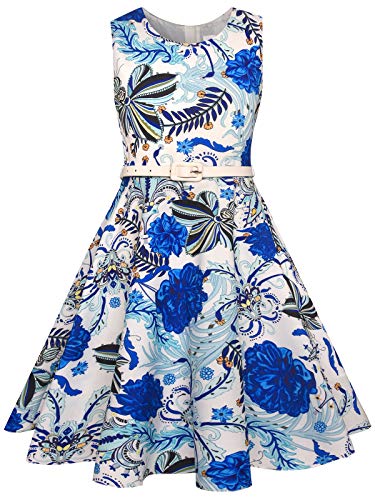 Bonny Billy Girls Classy Vintage Sleeveless Twirling Formal Dress for Occasions Size 10 Blue - Image 4