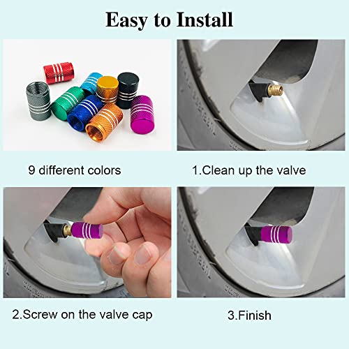 FineGood 36 PCS Tire Valve Stem Caps, FineGood Aluminium Tire Valve Cap Universal Valve Stem Covers Tire Caps for Cars, Bikes, Trucks, SUVS, Motorcycles - Image 4